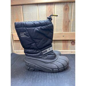 Sorel Youth Cub Black Winter Snow Boots Waterproof Lined Rubber Sole Size 4